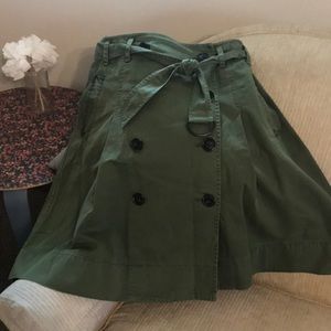 Olive green trench skirt